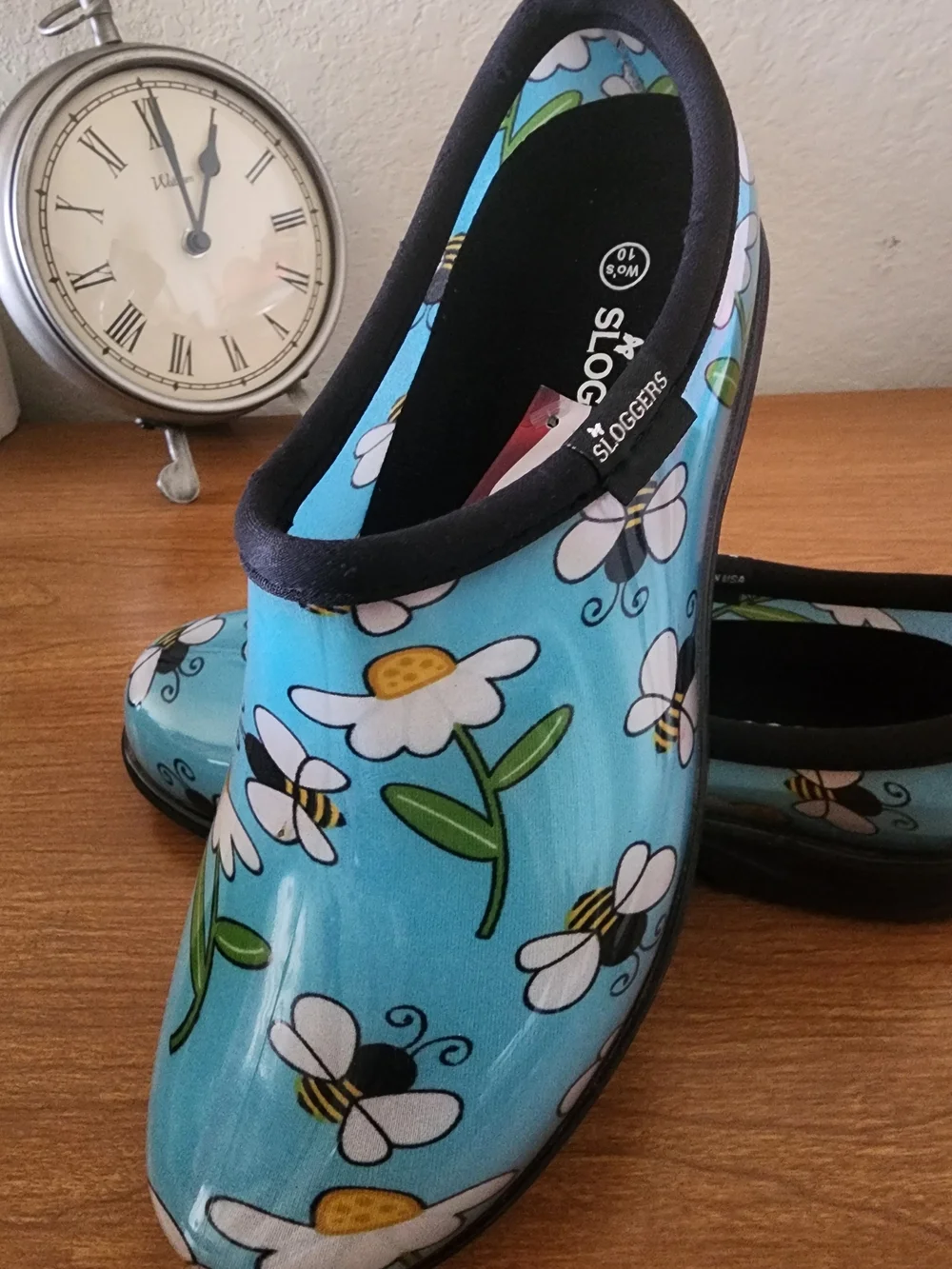 Sloggers Blue Floral & Bee Womens  Rain Clogs